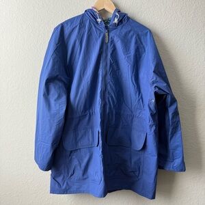 Totes Blue‎ Waterproof Hooded Rain Jacket Floral Lining